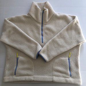 J. Crew Polartec Sherpa Fleece Half-zip Pullover Jacket Ivory Women's Size XXL